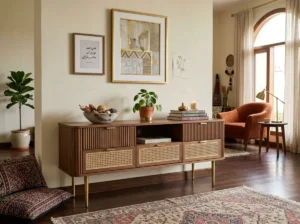 Rattan Fluted Console